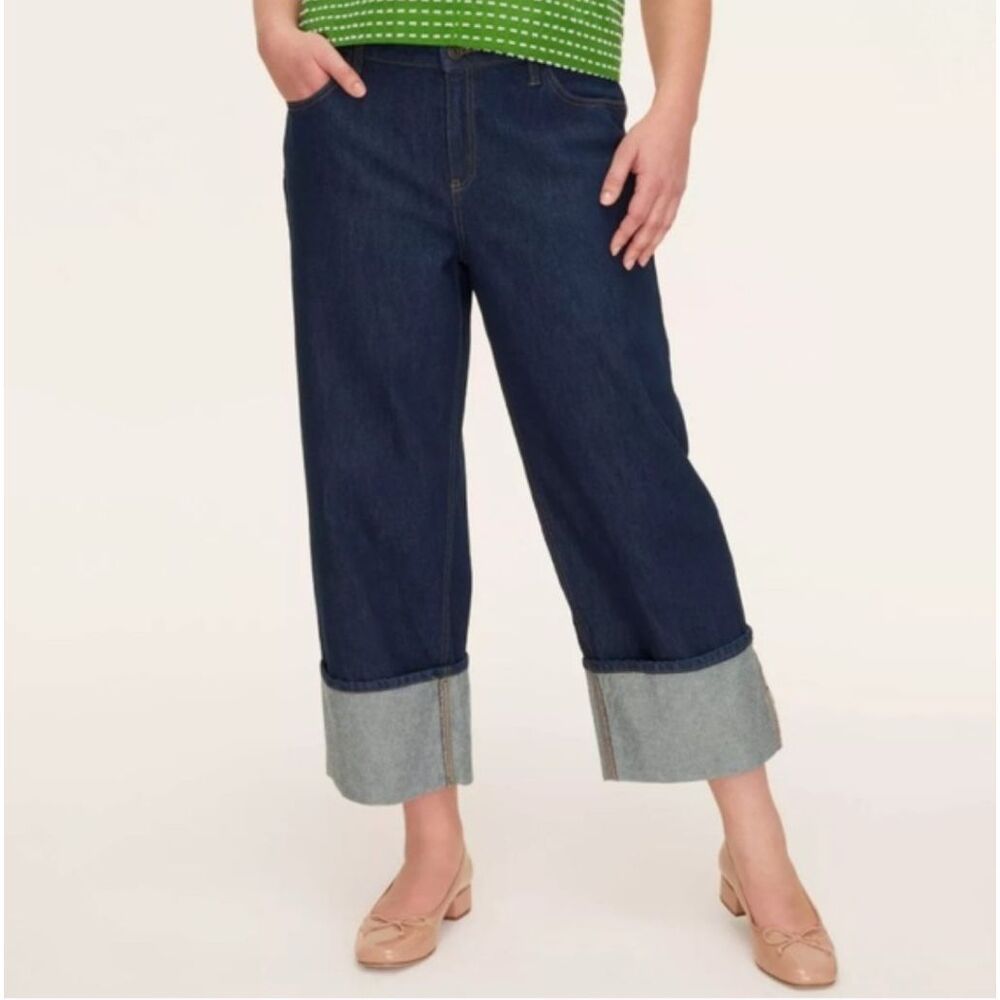 Kate Spade x Target High Rise Straight Leg Wide Cuff Jeans 6 NEW